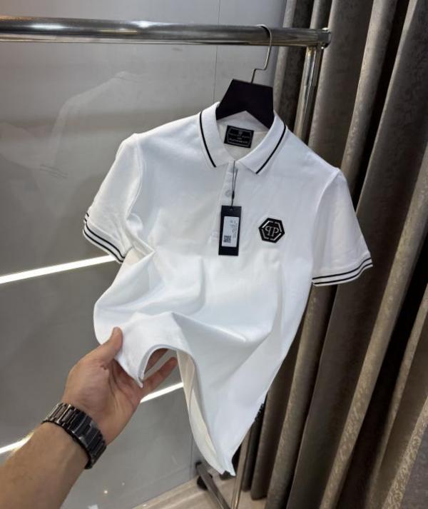 Philip Plein White Metal Logo Imported Polo T-Shirt