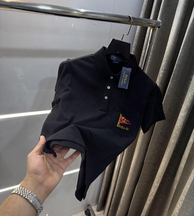 Ralph Lauren Black Logo Work Premium Polo T-Shirt
