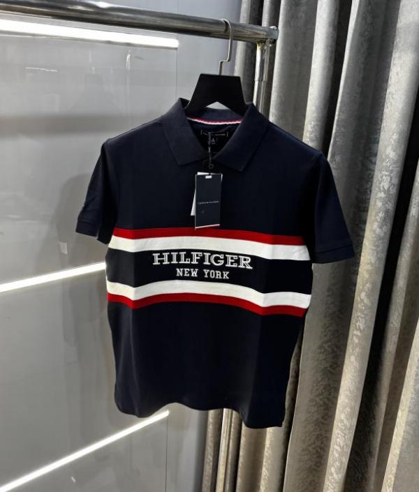 Tommy Hilfiger Navy Blue Embroidery Work Premium Polo T-Shirt