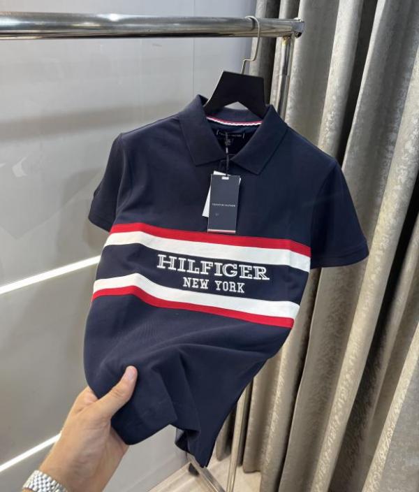 Tommy Hilfiger Navy Blue Embroidery Work Premium Polo T-Shirt
