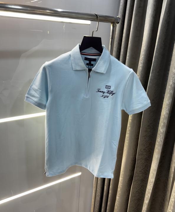 Tommy Hilfiger Sky Blue Embroidery Logo Premium Polo T-Shirt