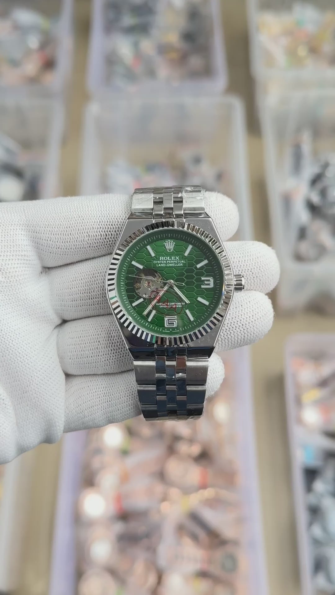 Rolex Land dweller silver with green dial Automatic