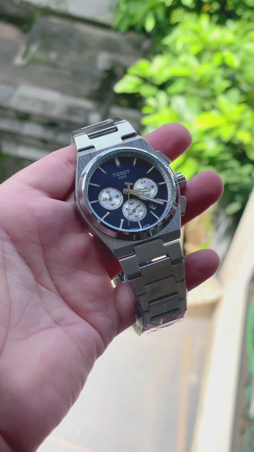 Tissot Prx chronograph silver blue