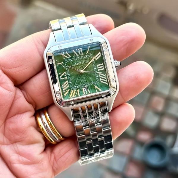 Cartier Santos silver green