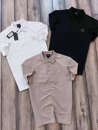 Arman i E·Xchange Beige Patch Logo Premium Polo T-Shirt