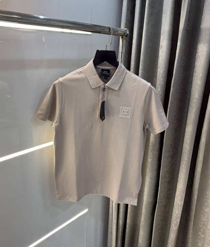 Arman i E·Xchange Beige Patch Logo Premium Polo T-Shirt