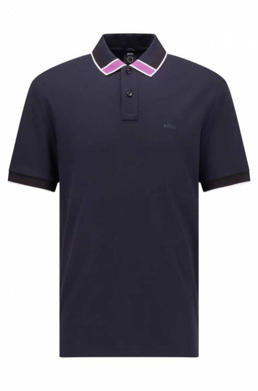 Hugo bos s Navy Blue Collar Logo Premium Polo T-Shirt