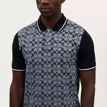 Coac h Navy Blue MonogR@M Imported Polo T-Shirt