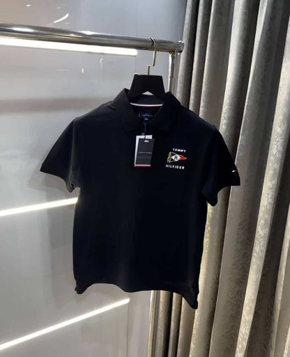 Tomm y Hilfiger Black Logo Work Premium Polo T-Shirt