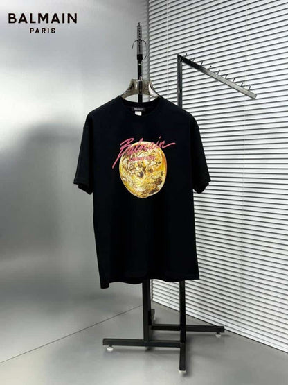 Balmai n Paris Black Logo Print Imported Oversized T-Shirt