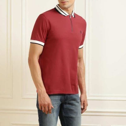Fredperry Maroon Embroidery Logo Premium Polo T-Shirt