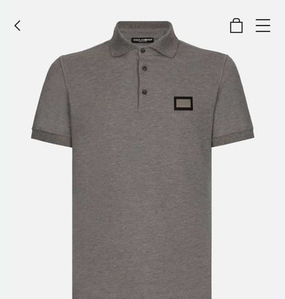 Dolce&Gabbana Grey Steel Logo Imported Polo T-Shirt