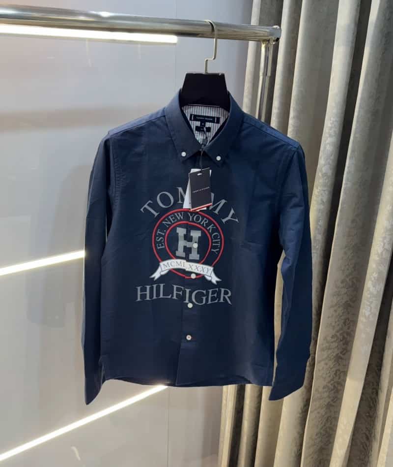 Tomm y Hilfiger Navy Blue Logo Print Premium Shirt