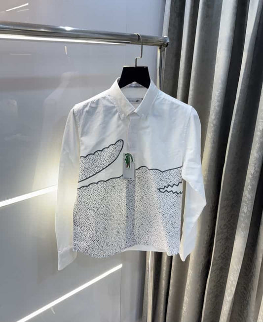 Lacost e White Logo Print Premium Shirt