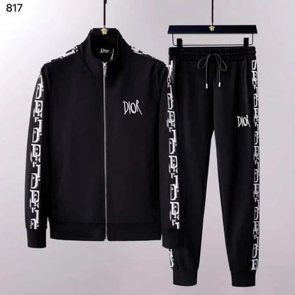 Christian Dio r Black Embroidery Logo Designer Imported Luxury Tracksuit