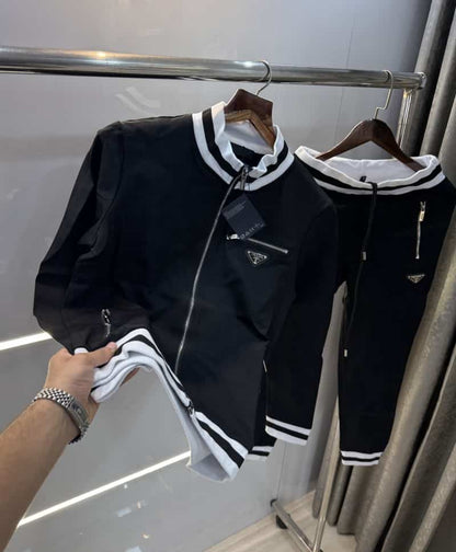 Prad a Milano Black Steel Logo Designer Imported Premium Tracksuit