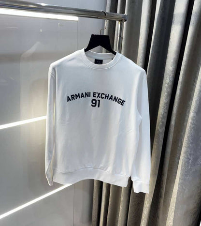 Arman i E_xchange White Embroidery Logo Imported Premium Sweatshirt