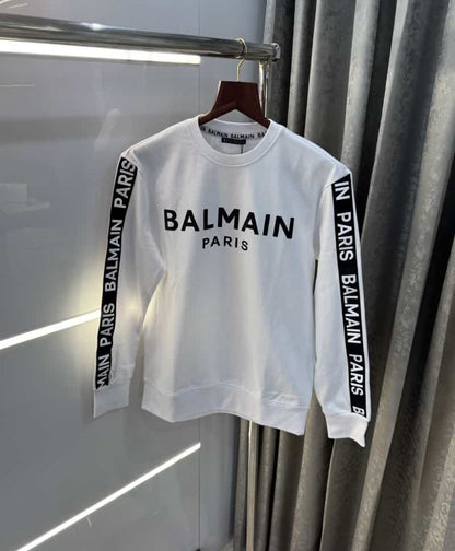 Balmai n Paris White Logo Work Imported Sweatshirt