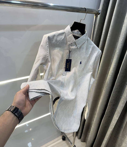 Ralph  Lauren Beige Strappies Premium Linen Shirt