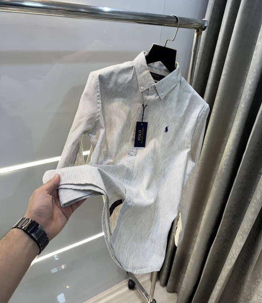 Ralph  Lauren Beige Strappies Premium Linen Shirt