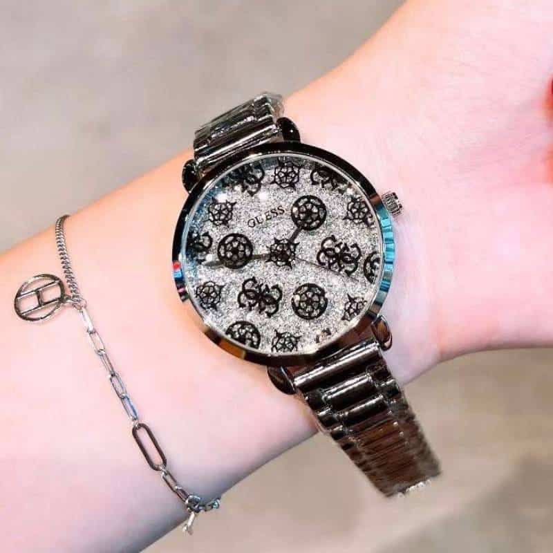 Gues s Floral Silver Ladies Premium Watch