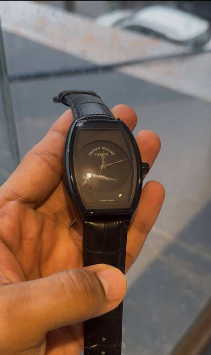 Frank Muller Designer All Black Leather Strap Premium Watch