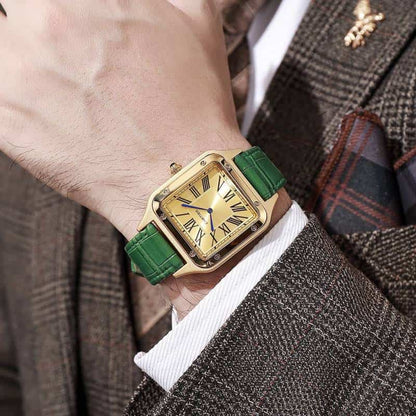 Cartie r Santos Dumont Green Leather Strap Quartz Watch