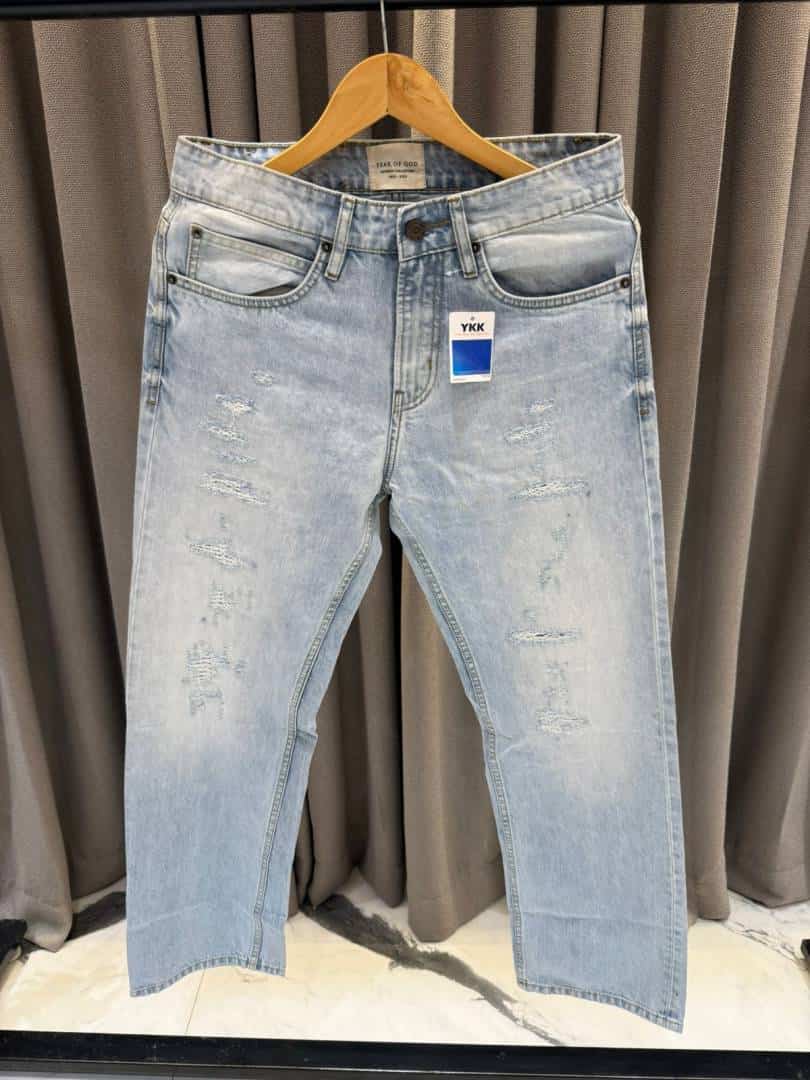 Essential Fear Of God Ripped Denim Sky Blue