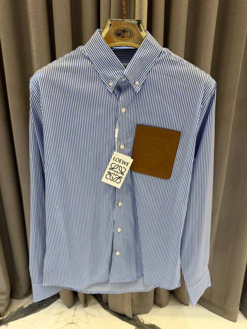 Loewe Chest Patch Premium Full Sleeves Shirt Dark Blue
