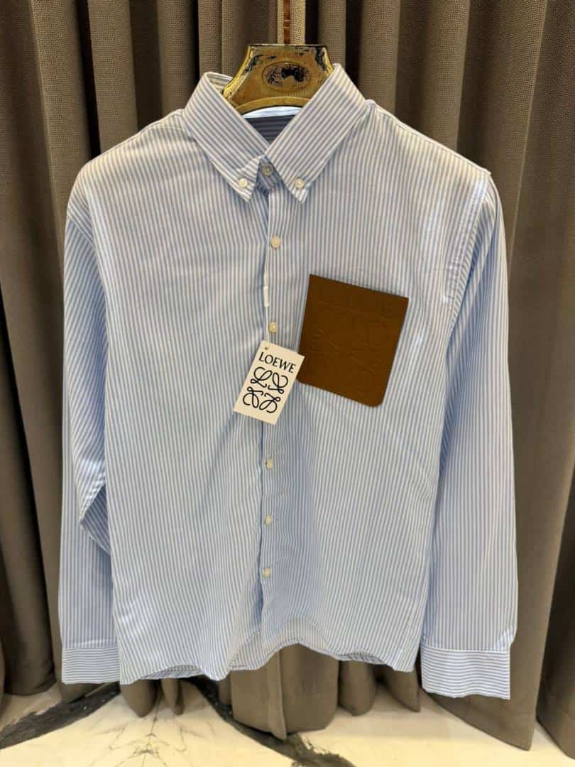 Loewe Chest Patch Premium Full Sleeves Shirt Sky