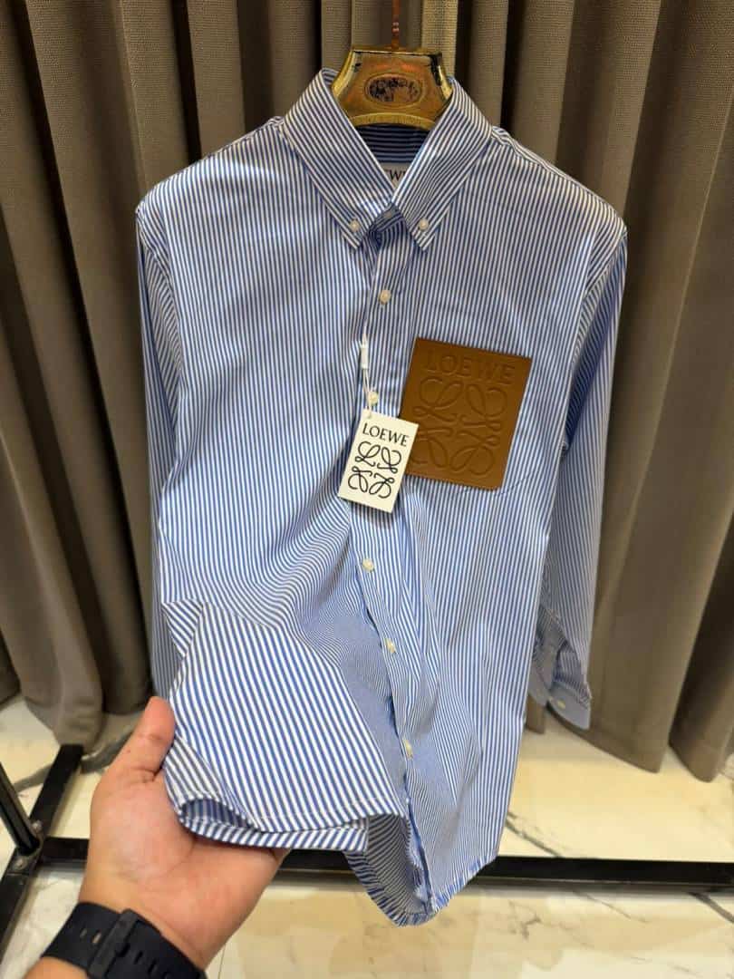 Loewe Chest Patch Premium Full Sleeves Shirt Dark Blue