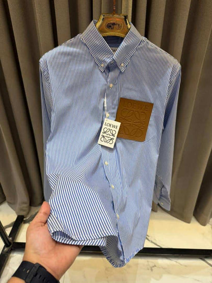 Loewe Chest Patch Premium Full Sleeves Shirt Dark Blue