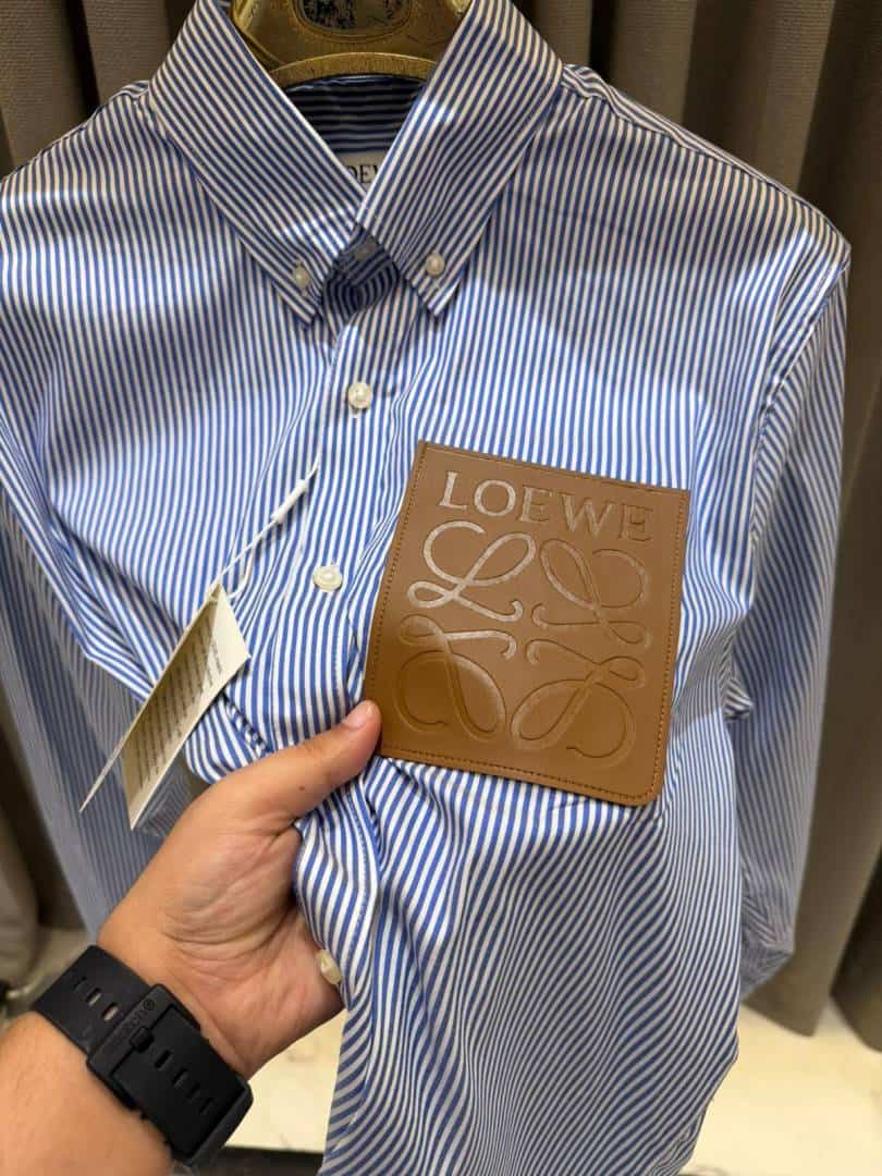 Loewe Chest Patch Premium Full Sleeves Shirt Dark Blue