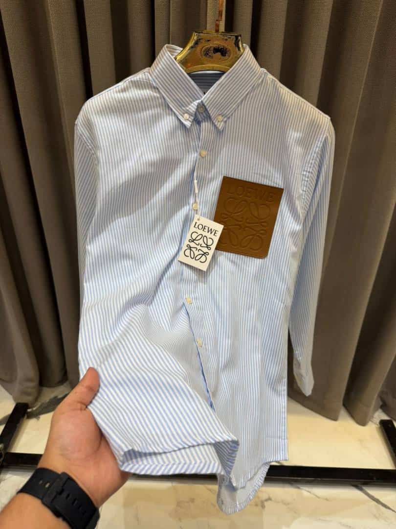 Loewe Chest Patch Premium Full Sleeves Shirt Sky
