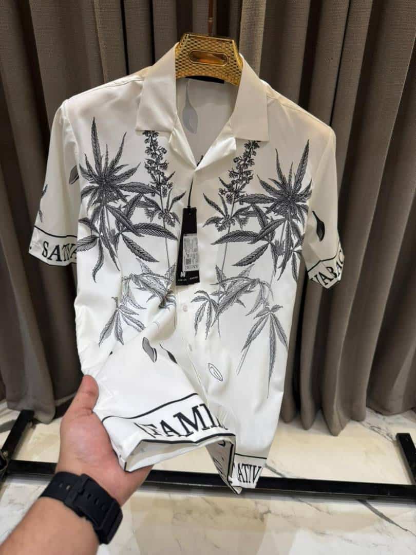 Amir_i Palm Half Sleeves Shirt White