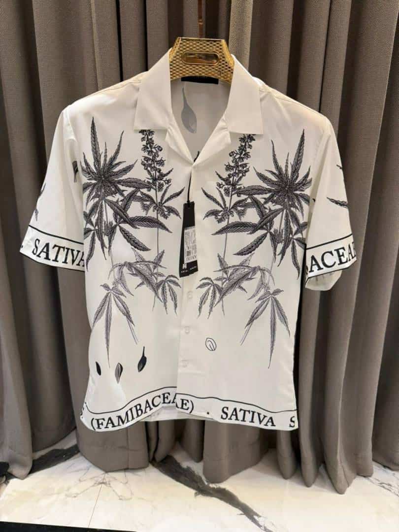 Amir_i Palm Half Sleeves Shirt White