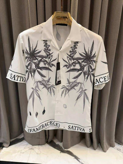 Amir_i Palm Half Sleeves Shirt White