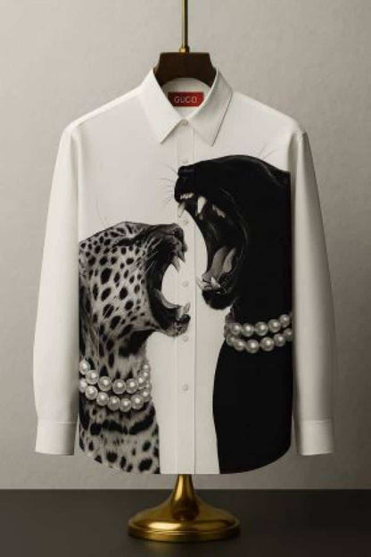Gucc_i Leopard Print Box Pack Full Sleeves Shirt White