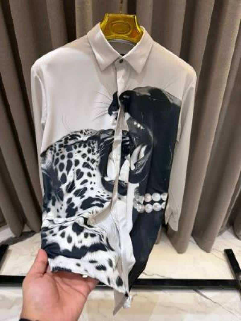 Gucc_i Leopard Print Box Pack Full Sleeves Shirt White