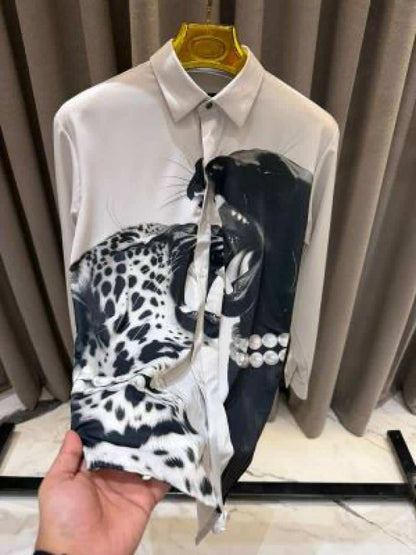 Gucc_i Leopard Print Box Pack Full Sleeves Shirt White