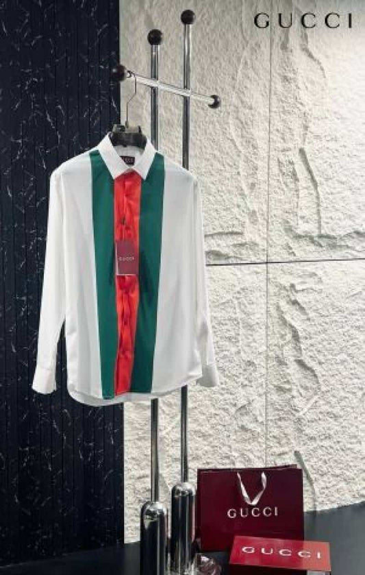 Gucc_i imported full sleeves shirt white & red