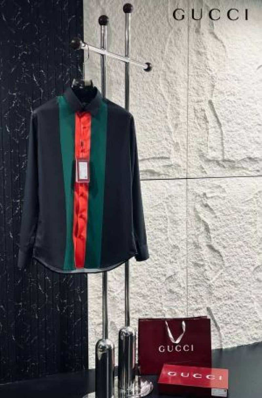 Gucc_i imported full sleeves shirt Black & red