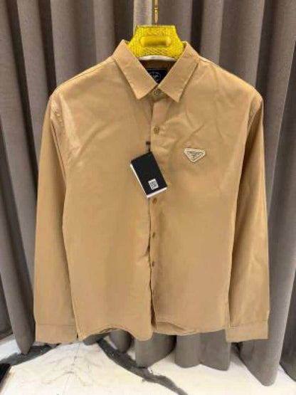 Prad_a Milano Chest Logo Full Sleeves Shirt Brown