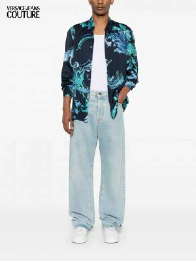 Versace Couture Full Design Shirt Black Blue