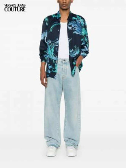 Versace Couture Full Design Shirt Black Blue