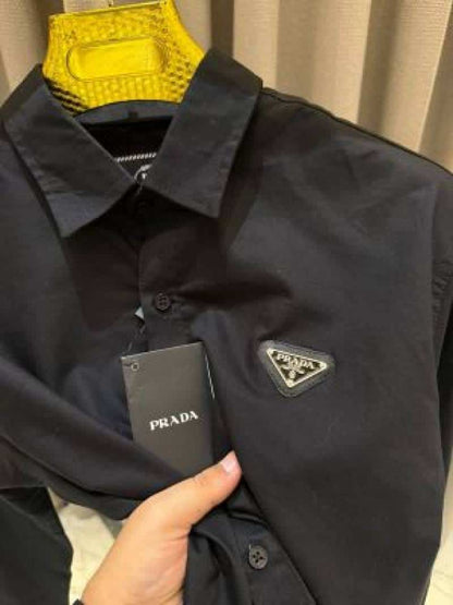 Prad_a Milano Chest Logo Full Sleeves Shirt Black