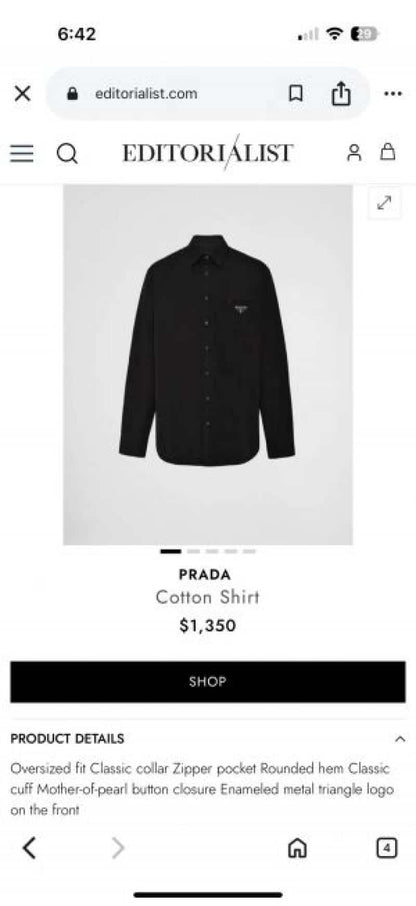 Prad_a Milano Chest Logo Full Sleeves Shirt Black