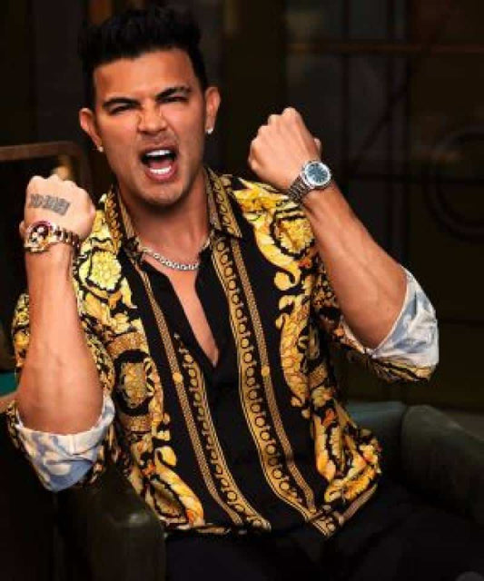 Versace imported full sleeves Gold Chain shirt Black