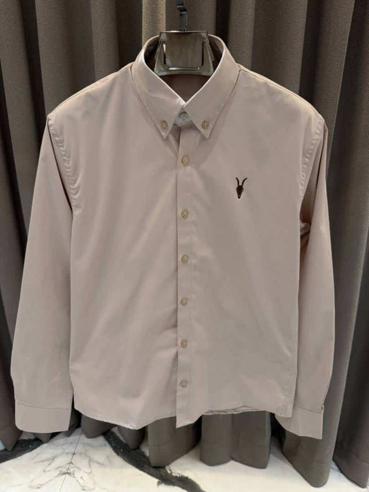 All Saints Chest Logo Full Sleeves Shirt Beige