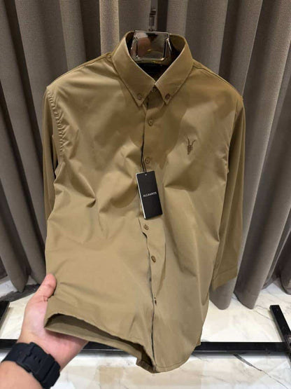 All Saints Chest Logo Full Sleeves Shirt Light Brown